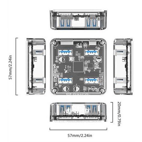 Bộ chia USB 3.0 trong suốt 4 cổng ( HUB 4-Port ) Orico MH4U-U3-03-CR
