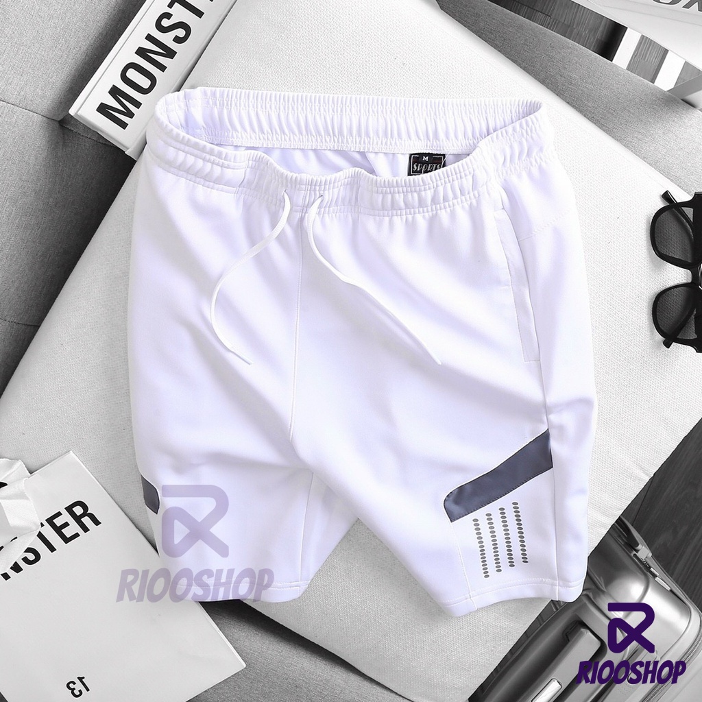 Quần thun nam thể thao ngắn đơn giản phối 3 đường kẻ RPS051 - quần short thun nam Riooshop