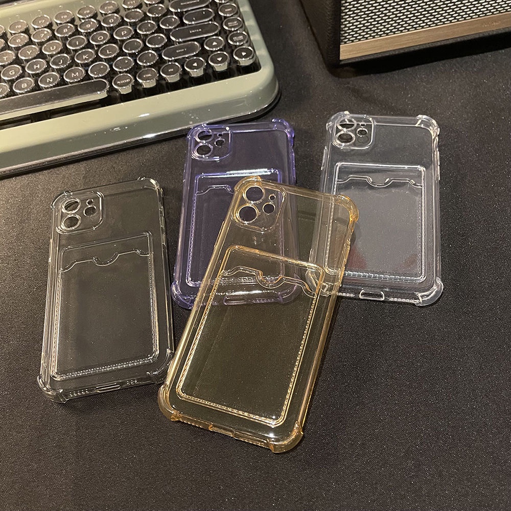 Ốp Điện Thoại TPU Mềm Trong Suốt Chống Sốc Có Ngăn Đựng Thẻ Cho iPhone 13 12 11 Pro MAX XS MAX XR X 7+ 8 Plus
