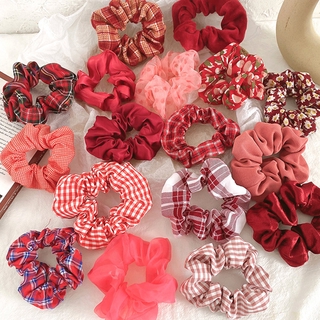 Red ~ beautiful women's plaid, floral cotton cloth fashion hair tie hair accessories fashion accessories