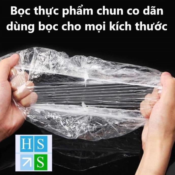 Túi 100 MÀNG BỌC THỰC PHẨM nhựa PE trong suốt an toàn vệ sinh bọc nilong bảo quản trái cây có chun co giãn tiện lợi