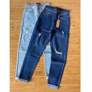 Quần jean boyfriend form dài rách