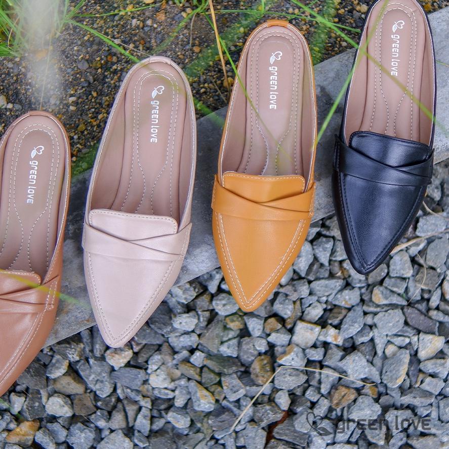 ➾❃❇ Màu Xanh Lá Cây Tình Yêu Slip on Mules DYNAMITE Tốt Nhất