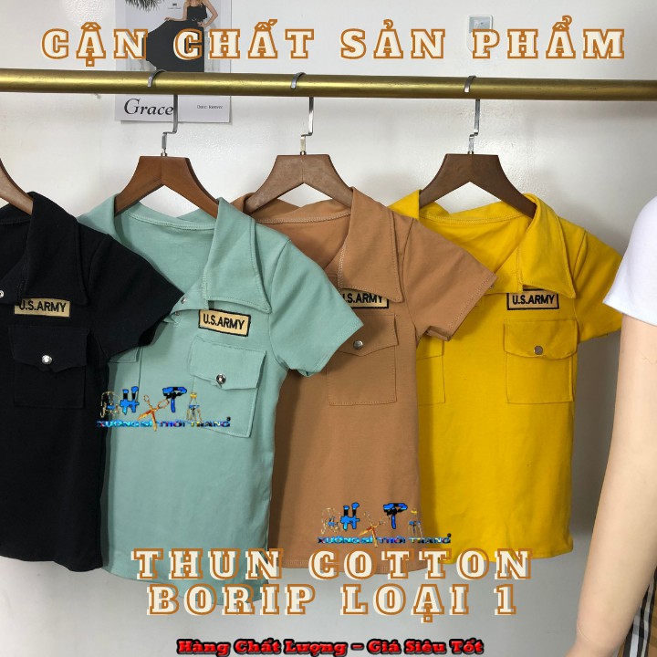 Áo thun croptop cổ bẻ phlối cúc bấm thêu logo mẫu mới thời trang 2020 | WebRaoVat - webraovat.net.vn