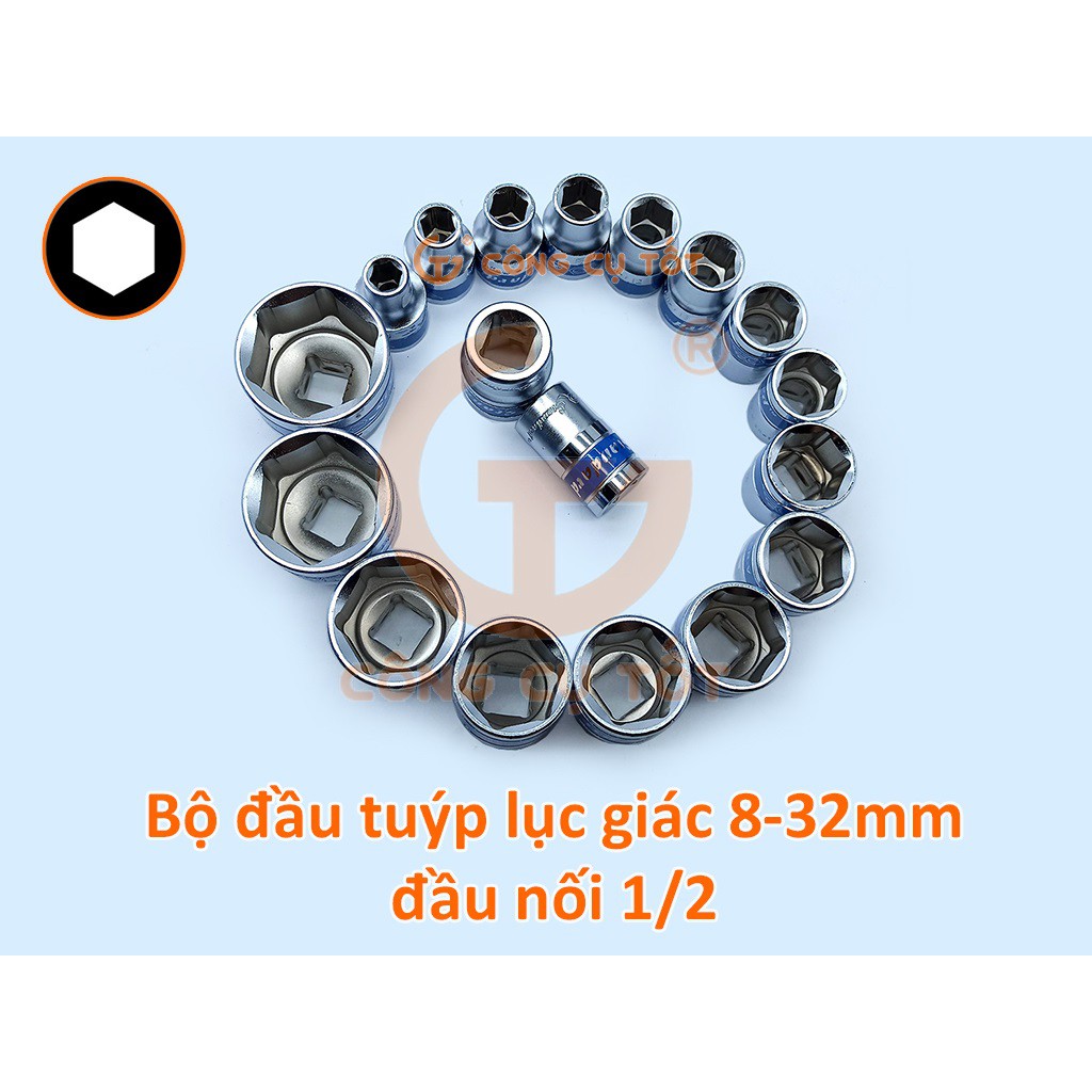 Tuýp lục giác ngắn 40mm 1/2inch Standard xanh