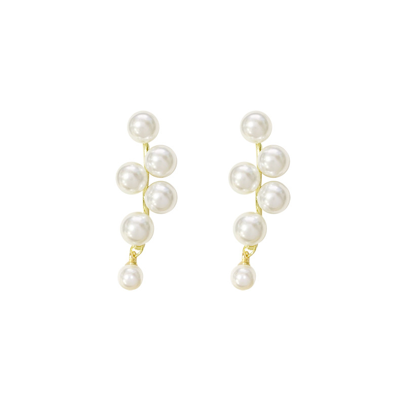 S925Silver Needle Soft-Looking Pearl Stud Earrings Female Niche High-Grade Long Earrings Non-Piercing Eardrops Ear ClipA100