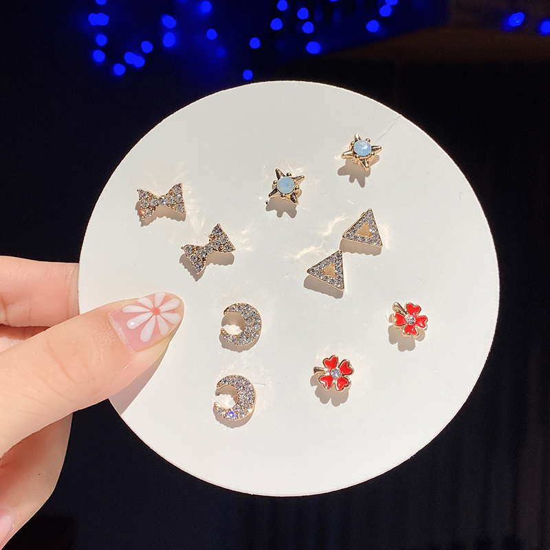 Set 7 đôi bông tai thiết kế đơn giản phong cách Hàn Quốc