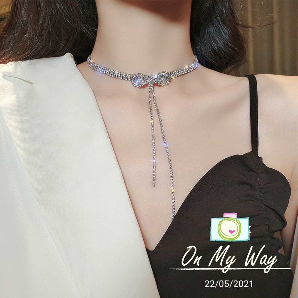 Choker Vòng cổ đá nhân tạo Hình nơ [ MS1002]