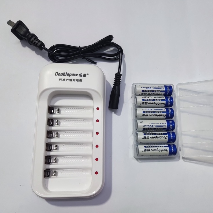 [Giá Sỉ] Combo sạc DP-B06 và 6 pin sạc AA Doublepow 1200mAh dành Cho Micro