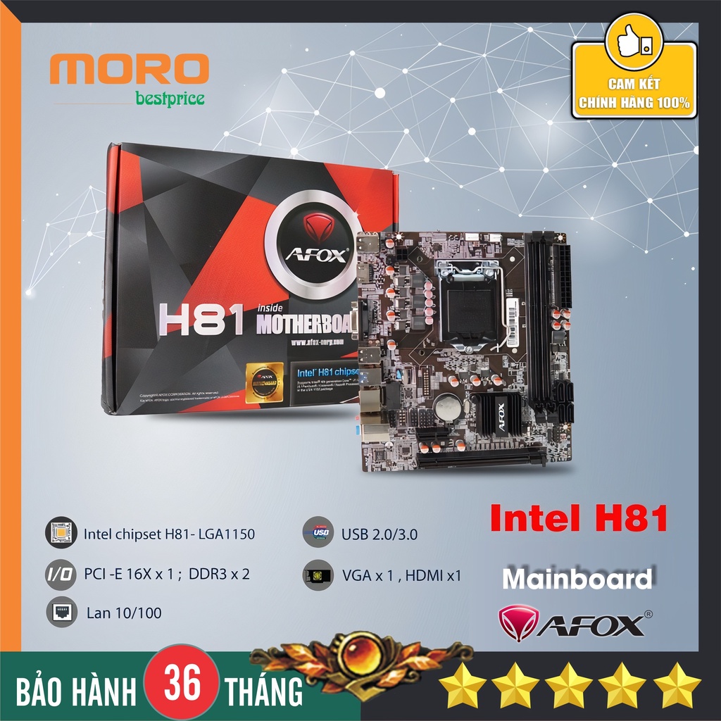 Bo mạch chủ - Mainboard AFOX H61|H81 - Hàng chính hãng - Bảo hành 36 tháng!