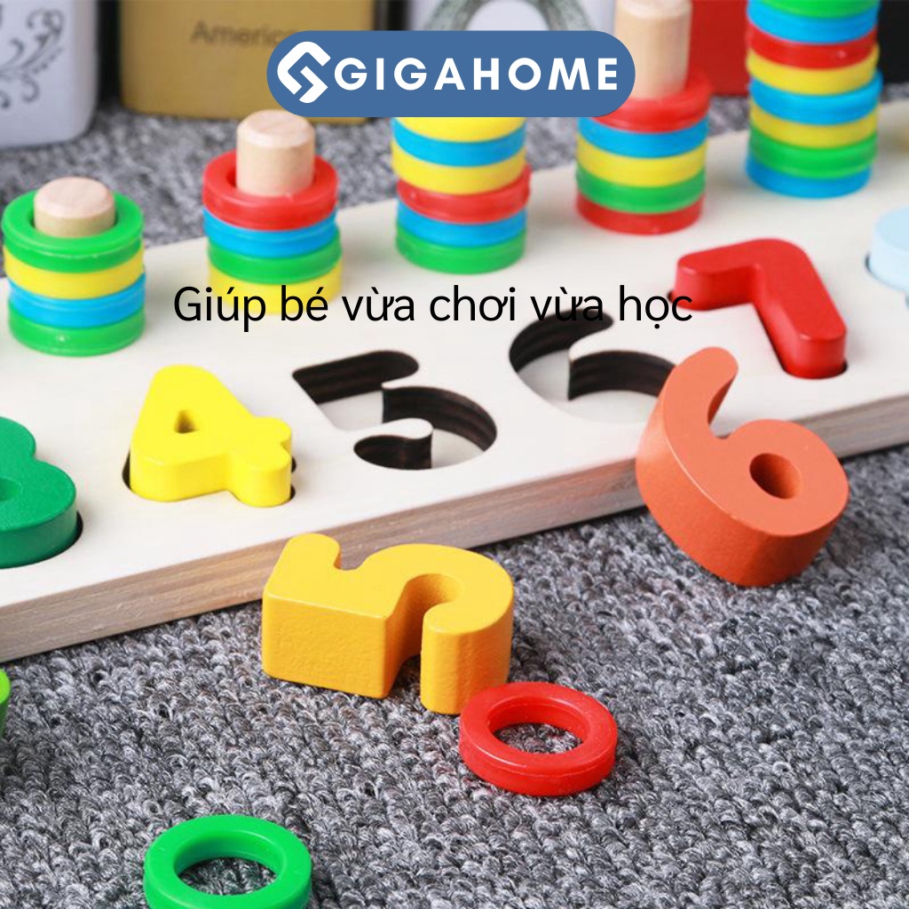 Bảng Ghép Số Hoặc Hình Khối 2 Dòng Nhiều Màu Sắc GIGAHOME Cho Bé Phát Triển Tư Duy 6395