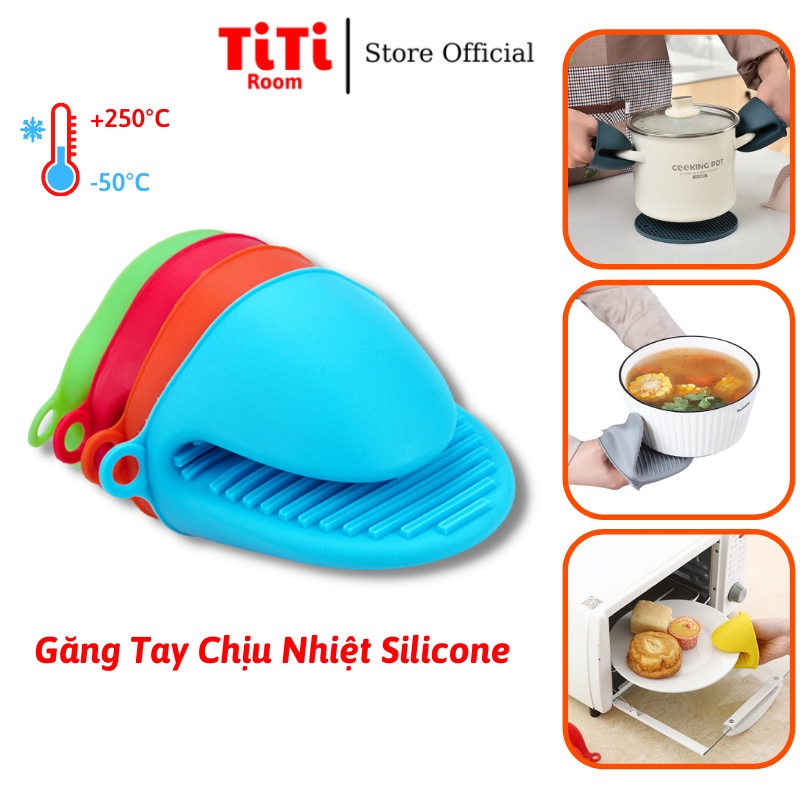 Găng tay silicon chống bỏng cách nhiệt nhà bếp, Dụng cụ nhà bếp nấu ăn dùng lò vi sóng TiTi Room