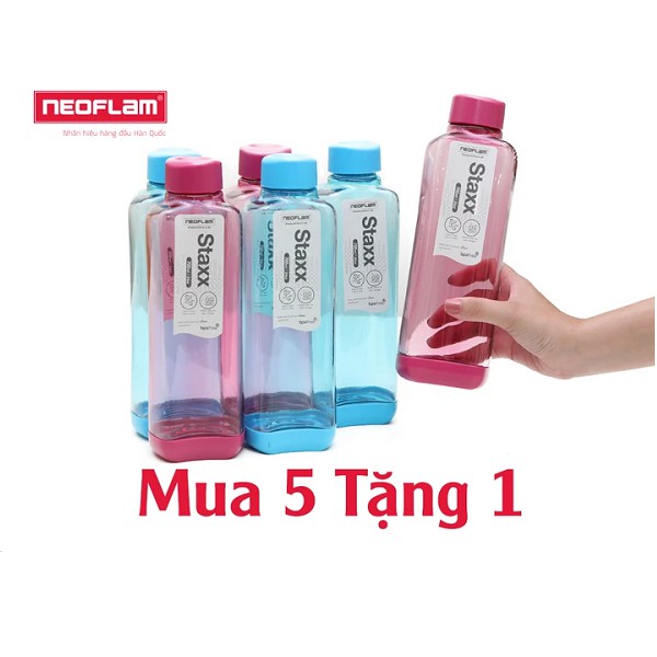 [Hàng chính hãng - Mua 5 tặng 1] Combo 5 Chai đựng nước bằng nhựa Tritan- Staxx M - 700ml, Neoflam Hàn Quốc