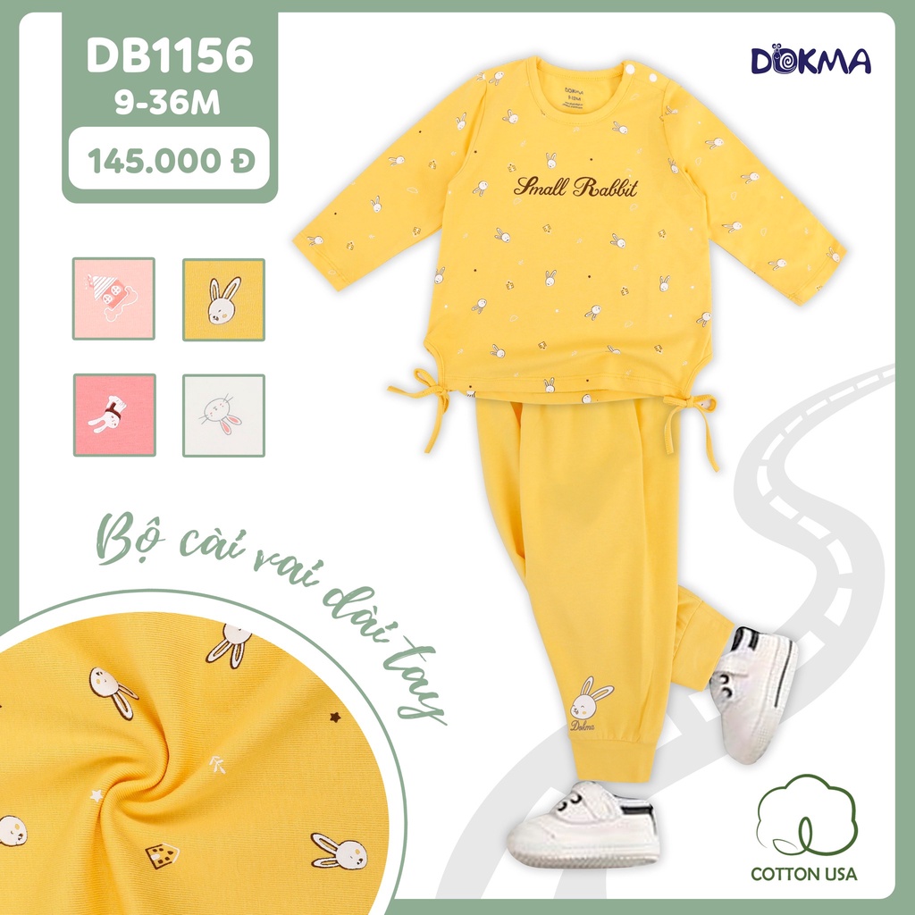 Bộ dài tay mỏng thu đông bé gái Dokma DB1156