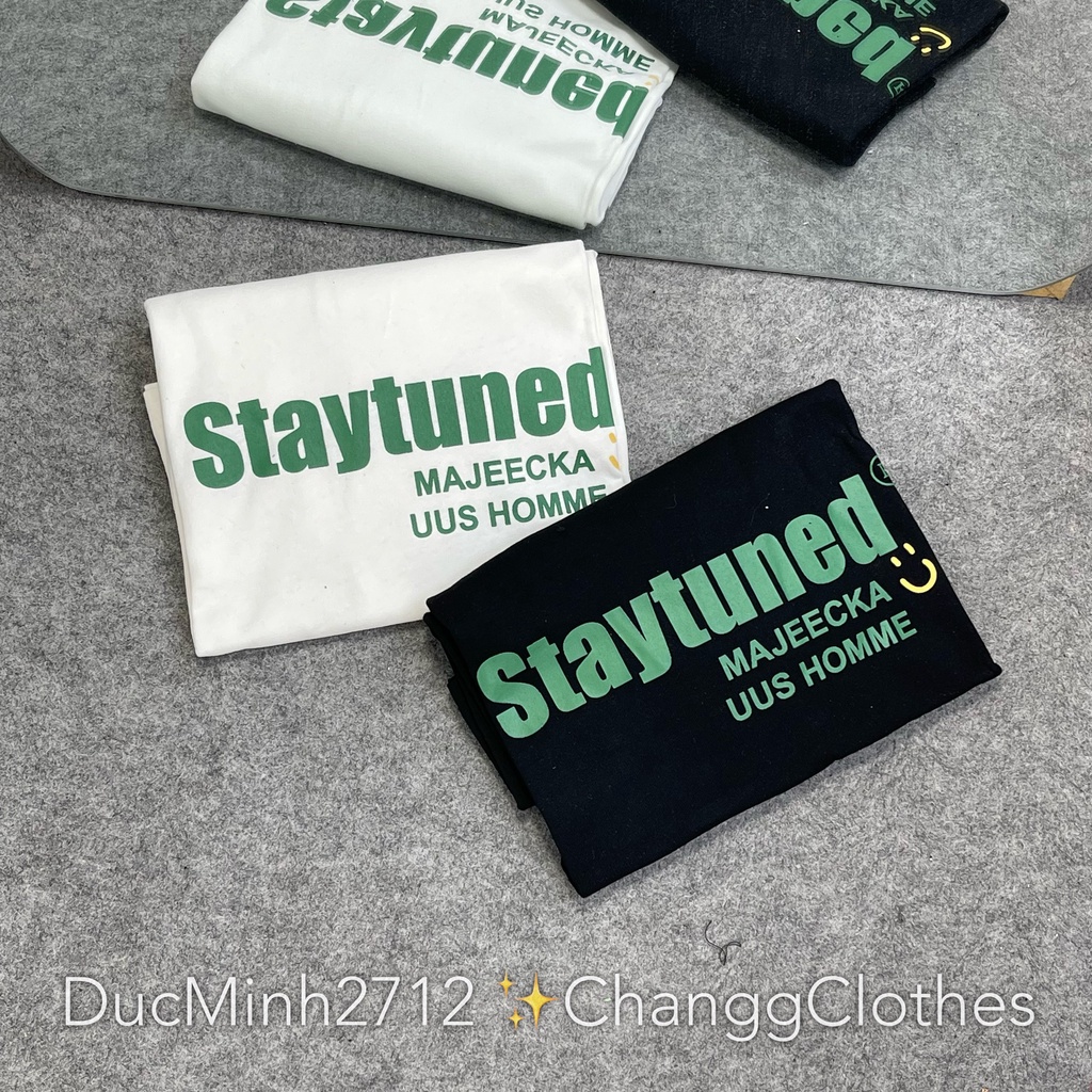 Áo Phông 3158 In Chữ Staytuned Chất Cotton Khô Unisex Nam Nữ Mặc Xinh Dáng Rộng