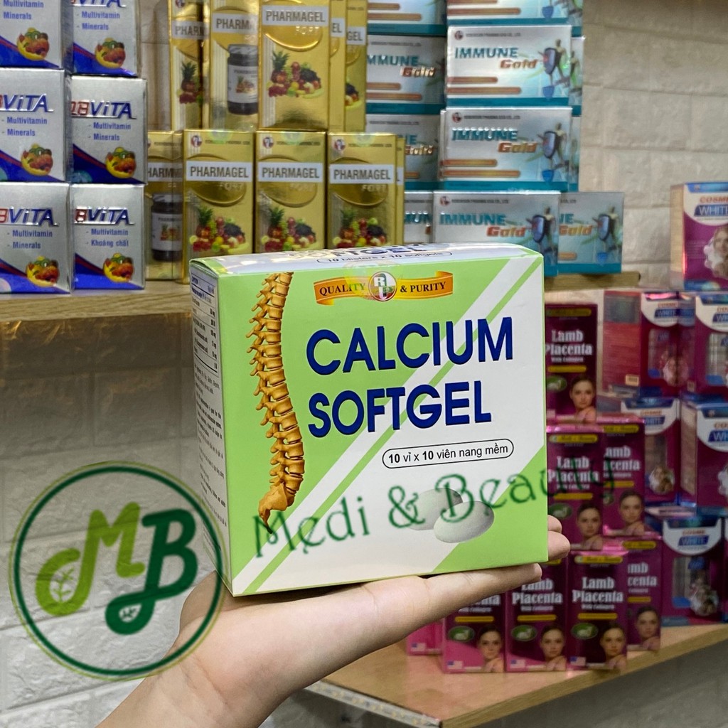 Combo 2 hộp Canxi - Vitamin D3, tăng chiều cao, ngừa loãng xương Calcium Softgel  hộp 100 viên