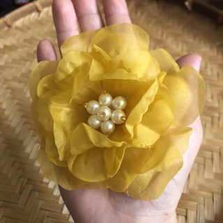 Hoa vải voan đính hạt 10cm