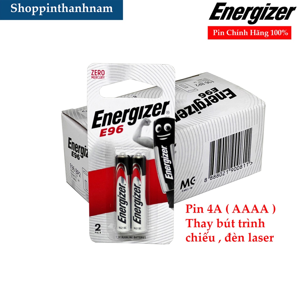 Pin AAAA Energizer ( Pin 4A ) E96 1.5V alkaline Vỉ 2 Viên Chính Hãng