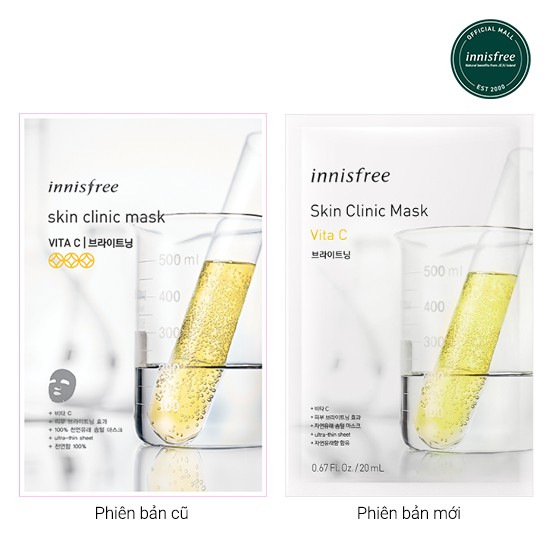 [Mã FMCGMALL -8% đơn 250K] Mặt nạ Vitamin C innisfree Skin Clinic Mask – Vita C 20ml (1 miếng) | BigBuy360 - bigbuy360.vn