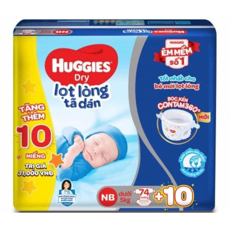 tã dán sơ sinh huggies lọt lòng NB74+6. dưới 5kg