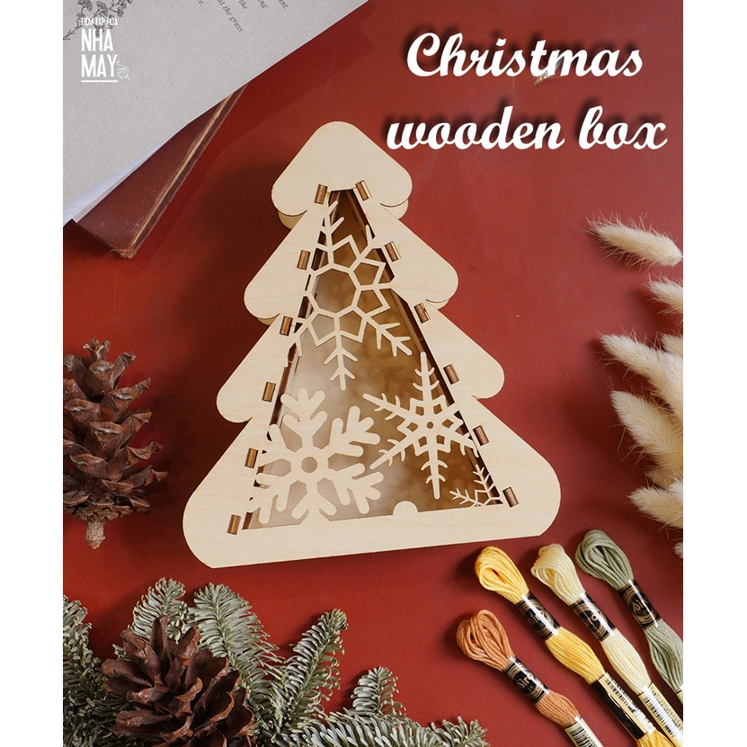 Hộp gỗ hoạ tiết Noel (Christmas wooden box)