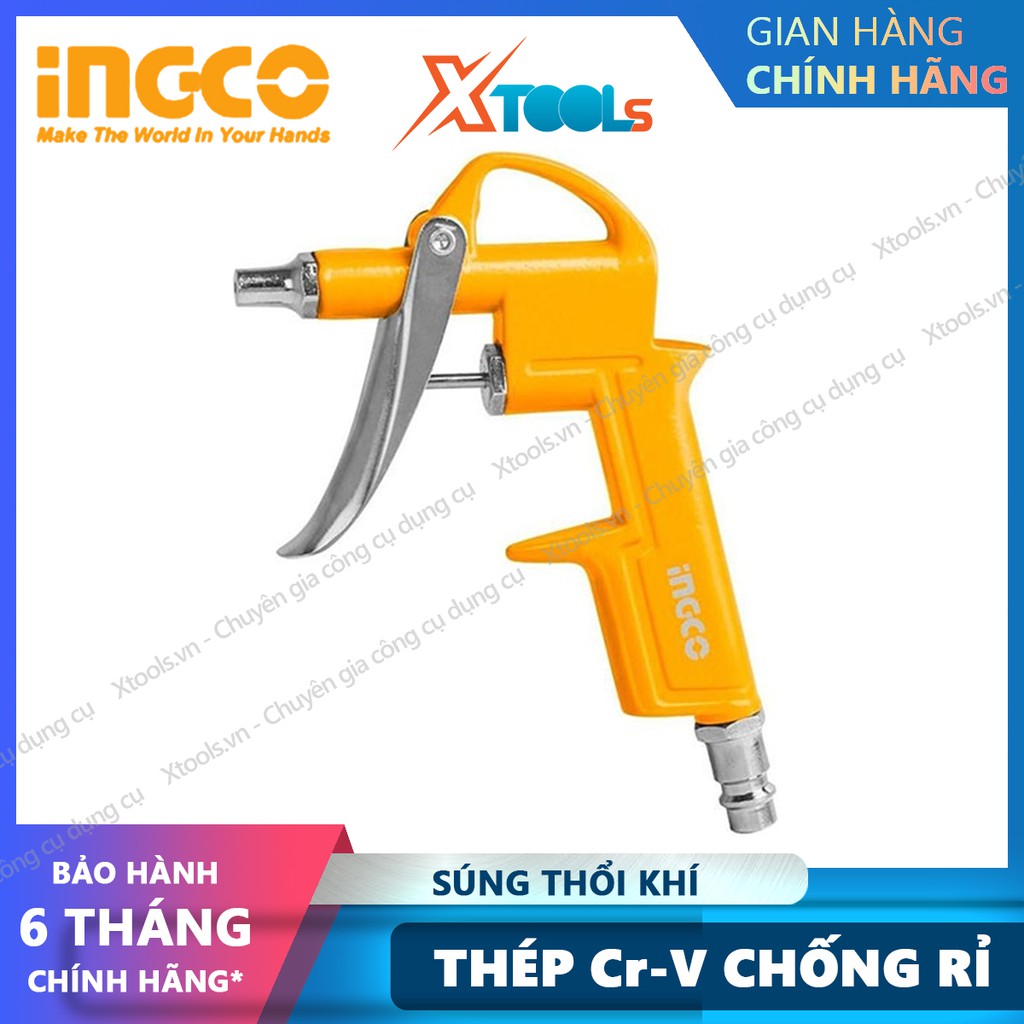 Súng thổi khí nén INGCO ABG031-3 thép Cr-V siêu bền chống rỉ sét xịt khí nén thổi bụi bẩn nước bơm bong bóng