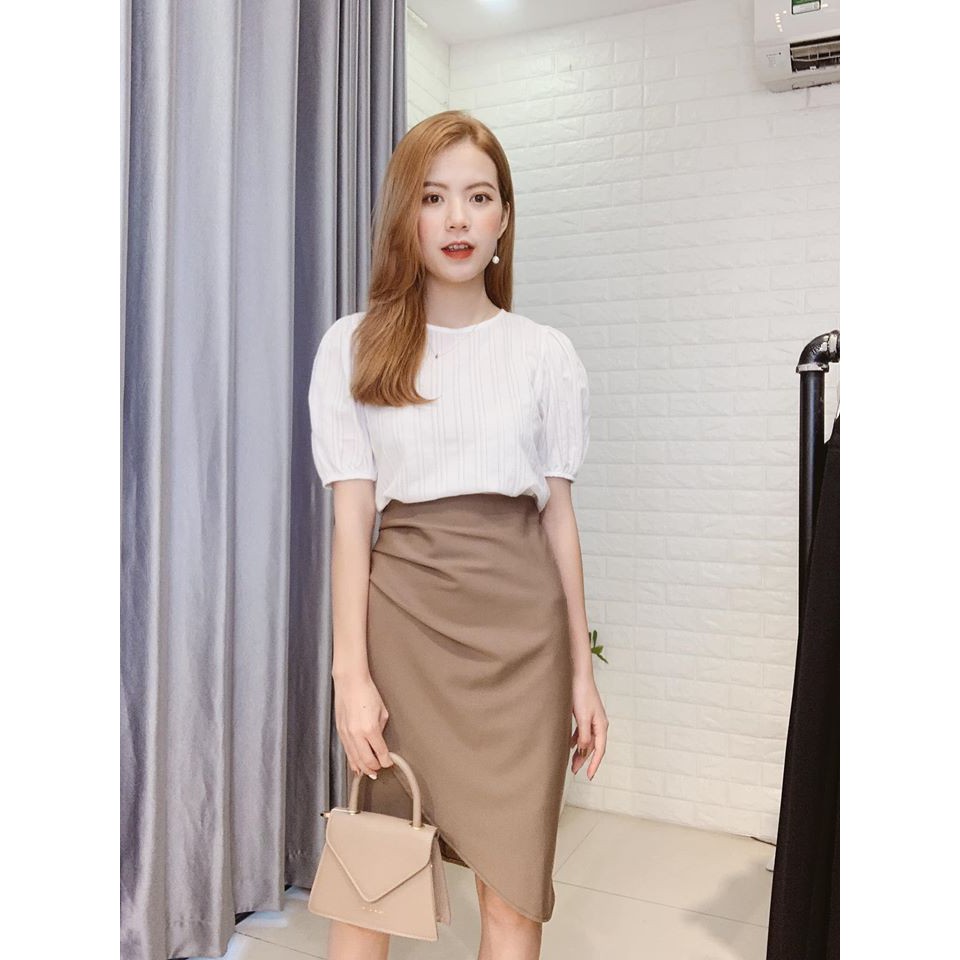 Chân váy body rúm eo kèm vạt cách điệu Thời Trang Nữ - Min House | BigBuy360 - bigbuy360.vn