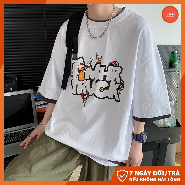 Áo thun tay lỡ nam form rộng chất mát co dãn 4 chiều in TRUCK cá tính NTL123 | BigBuy360 - bigbuy360.vn