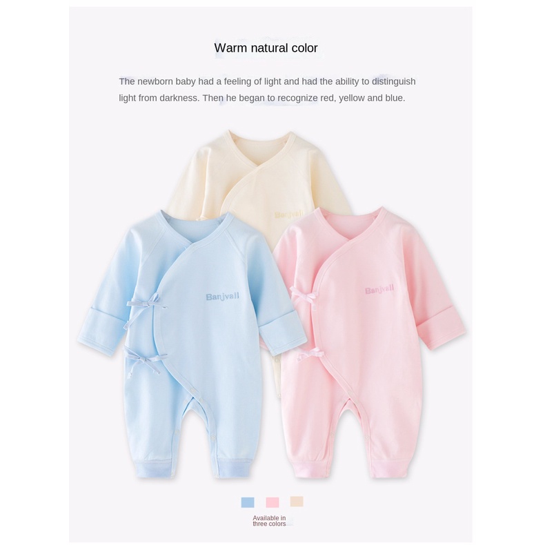Bộ Áo Liền Quần Tay Dài 100% Cotton Cho Bé Sơ Sinh Từ 0-9 Tháng Tuổi