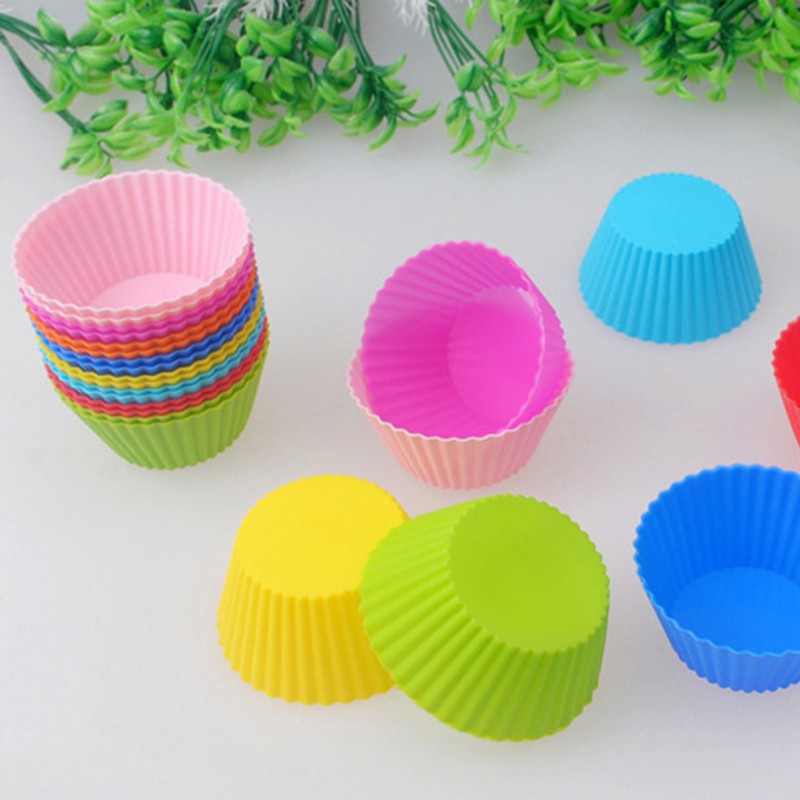 Bộ 10 Khuôn Silicon Làm Bánh Muffin 7cm 8 Màu