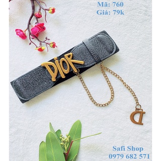 Đai váy thắt lưng dây nịt mặt da Dior phối dây mã 760