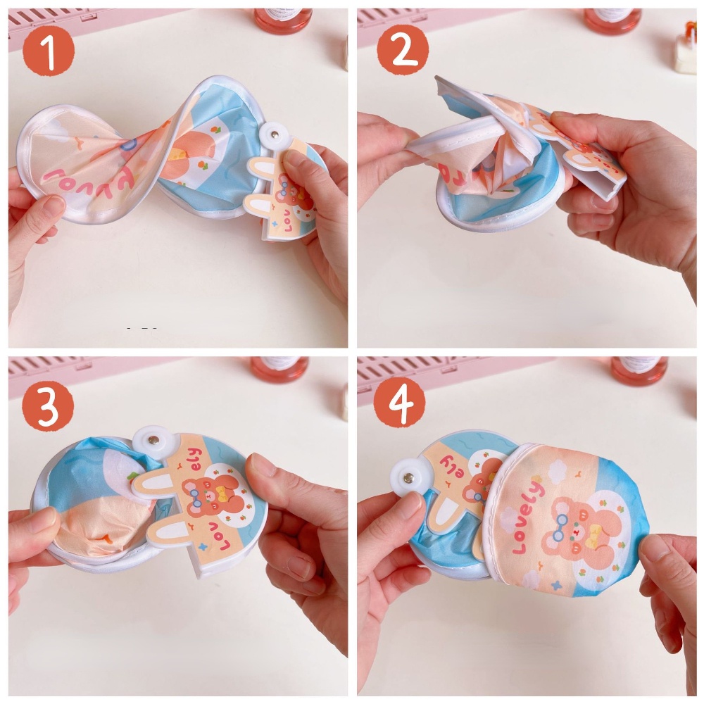 Quạt Xếp Mini Hình Gấu / Thỏ Dễ Thương Sáng Tạo Thích Hợp Làm Quà Tặng Cho Bạn Gái