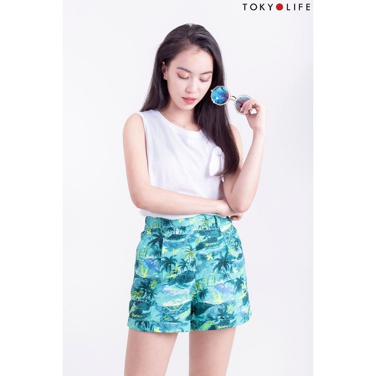 [Mã WABRSWK giảm 10% đơn 250K] Quần Shorts họa tiết Nữ TOKYOLIFE cạp khóa cao I9SHP501G