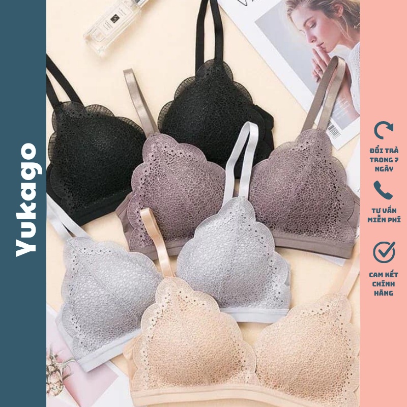 Áo lót nữ cài sau không gọng đệm mỏng ren hoa babby xuất Nhật YUKAGO SP00021K