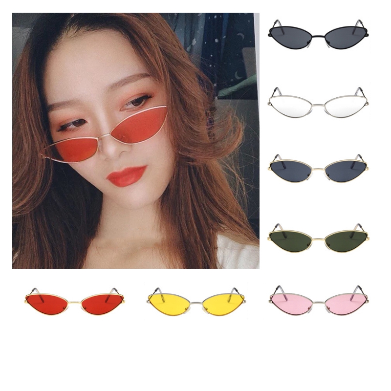 Kính Mát Mắt Mèo Gọng Kim Loại Phong Cách Hàn Quốc