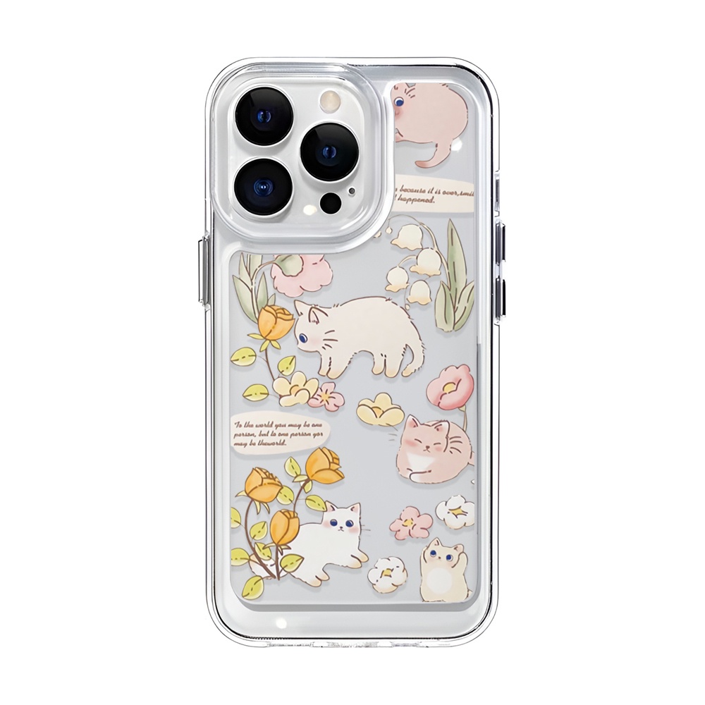 Ốp Điện Thoại Trong Suốt Hình Hoa Và Mèo Cho iphone 14 Pro Max 14 Plus 13 11 12 7Plus X XR 8 7 se2020