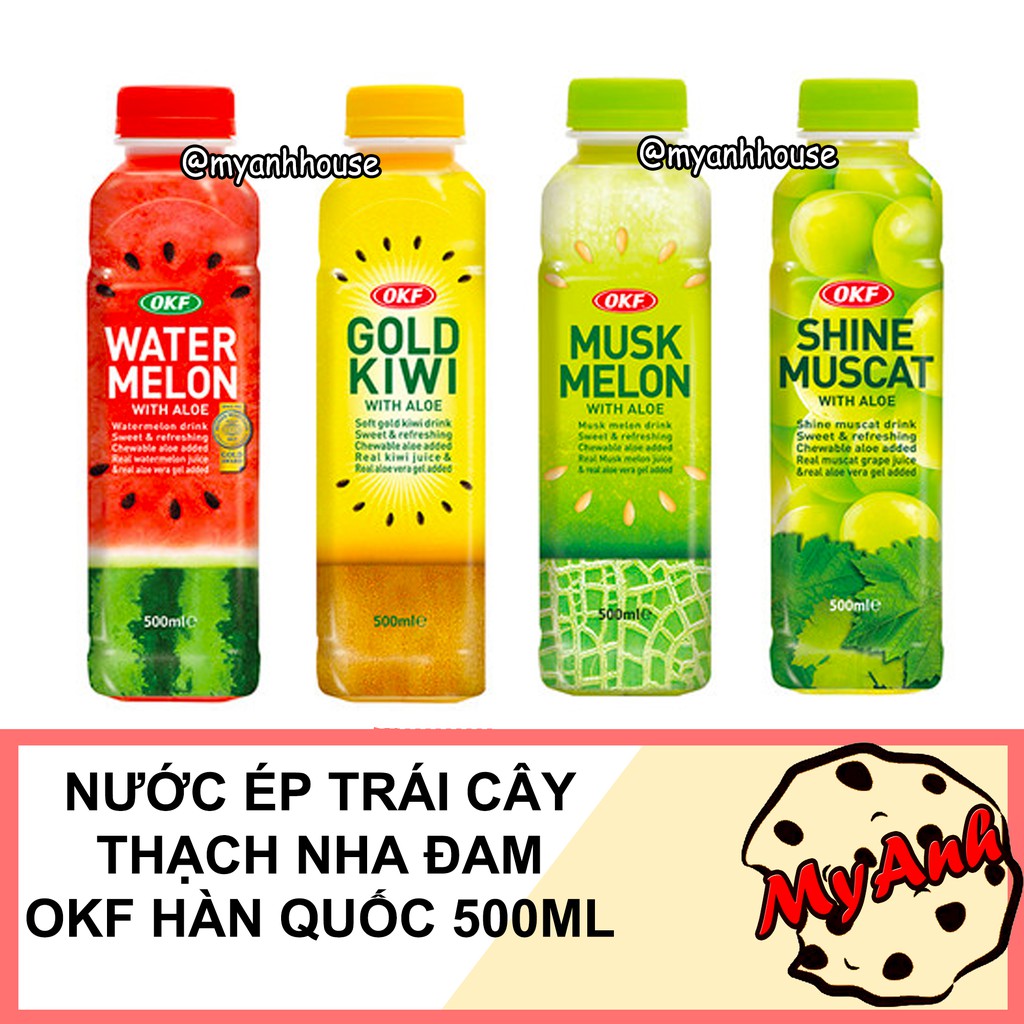 NƯỚC ÉP TRÁI CÂY KÈM THẠCH NHA ĐAM OKF 500ML DATE T8/2022