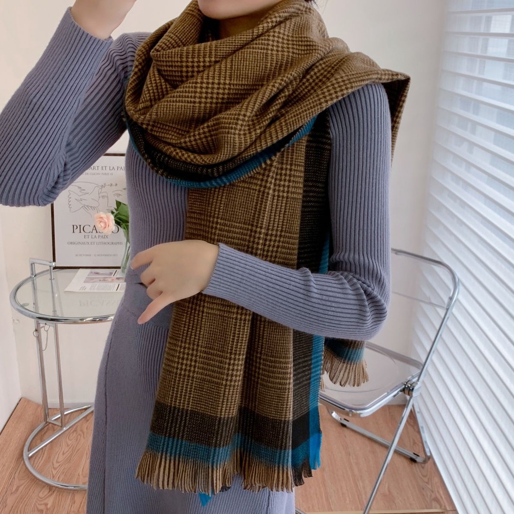[Aishang Đẹp Phụ Kiện] Khăn Choàng Cổ Dài Dày Dặn Giả Cashmere Đan Len Cho Nữ