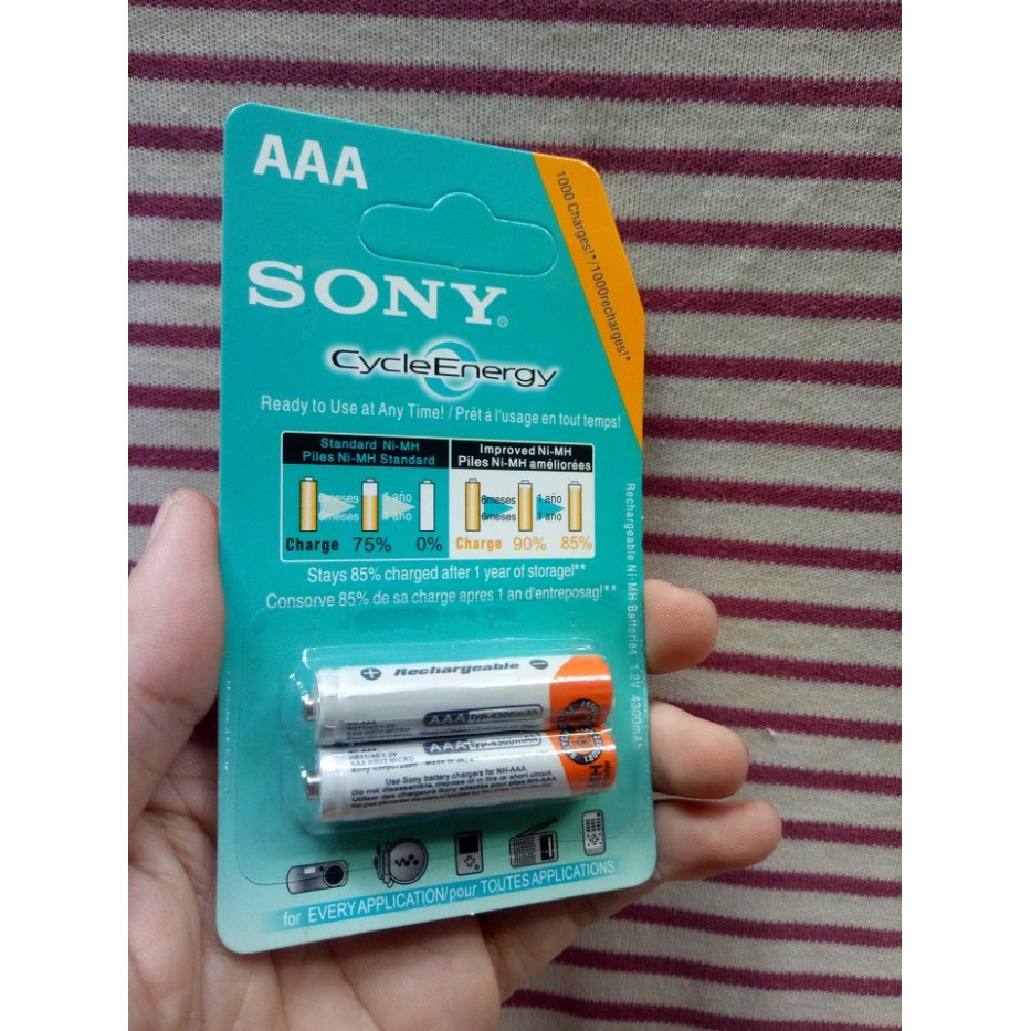 1 vỉ 2 viên pin sạc AAA nhỏ 4300mah - pin 3a tốt