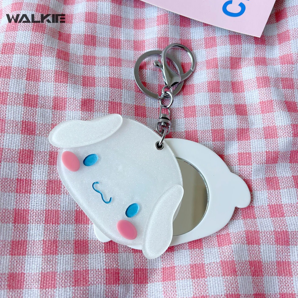 SANRIO Móc Khóa Có Gương Trang Điểm Kiểu Dáng Hoạt Hình Dễ Thương Nhỏ Gọn
