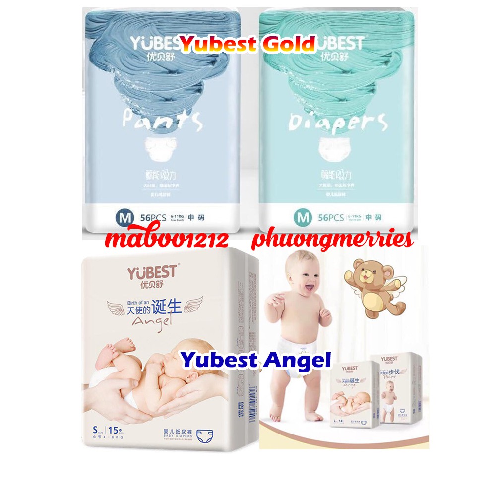 [COMBO 2 BỊCH] Bỉm Yubest Gold, Yubest Angel, Yubest Natural quần, dán size S180, M216, L192, L156, XL168, XXL144