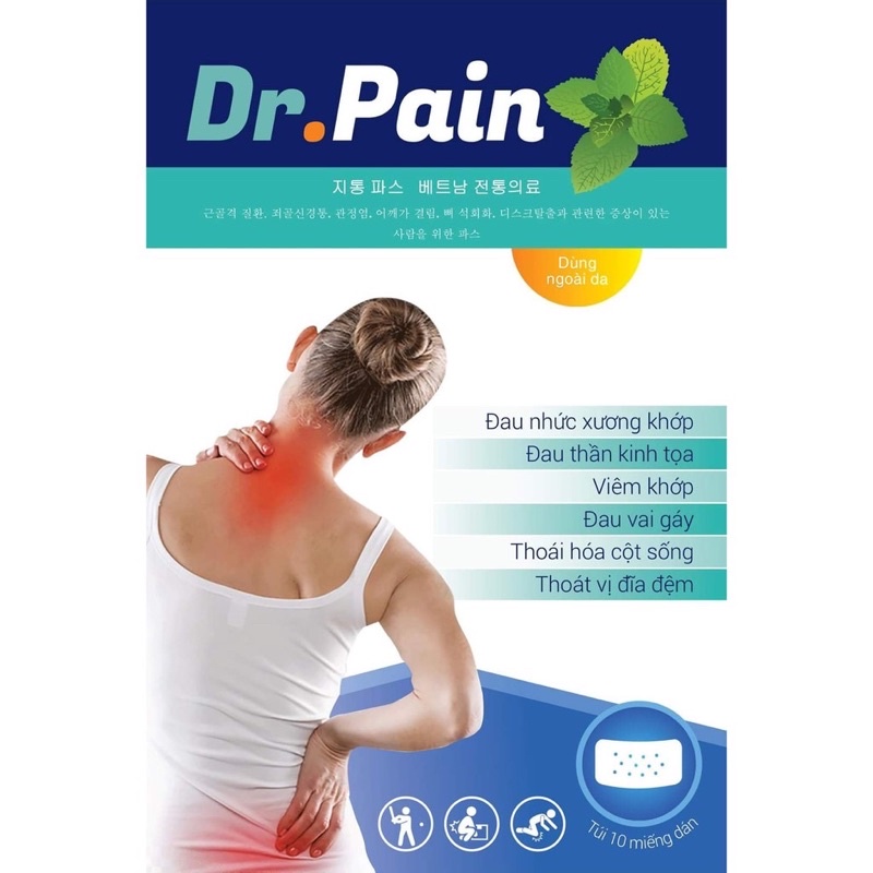 Cao dán thảo dược Dr.Pain giảm đau nhức xương khớp,đau thần kinh tọa,đau khớp ,vai gáy,thoái hoá cột sống,thoát vị đĩa đ