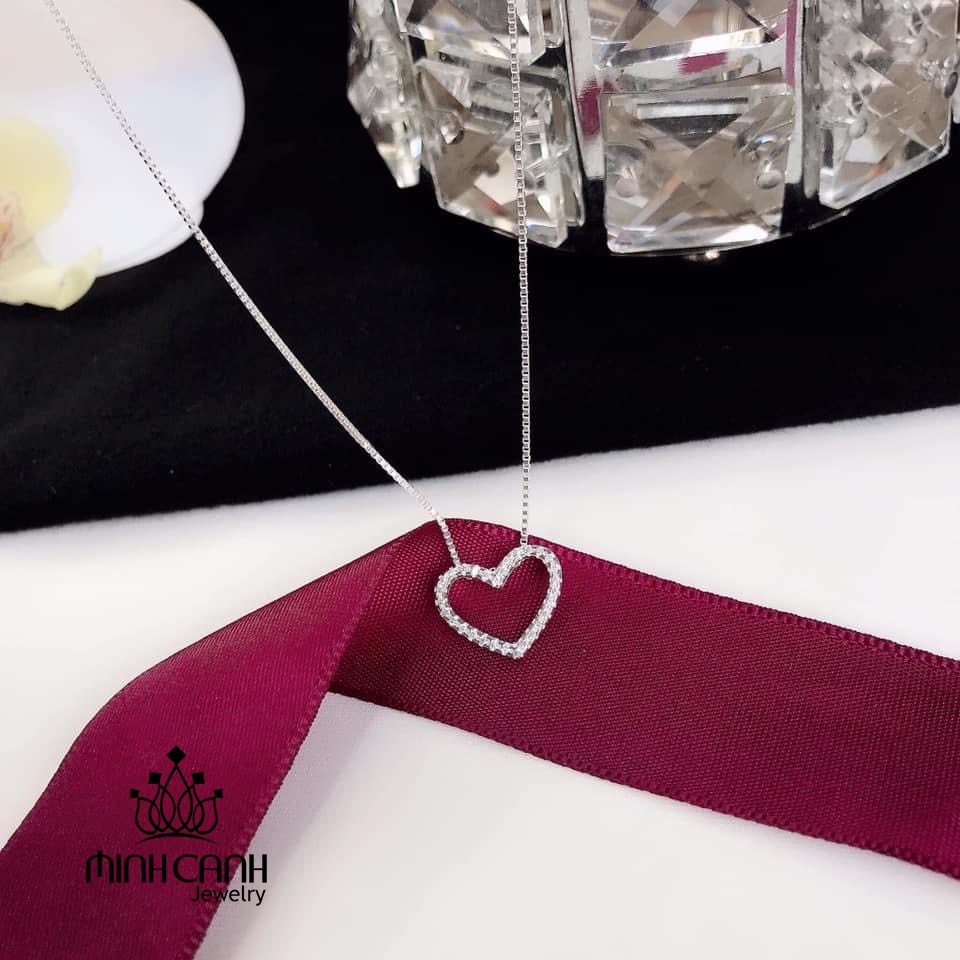Dây Chuyền Bạc Tim Viền Đá Bạc Ý S925 Minh Canh Jewelry