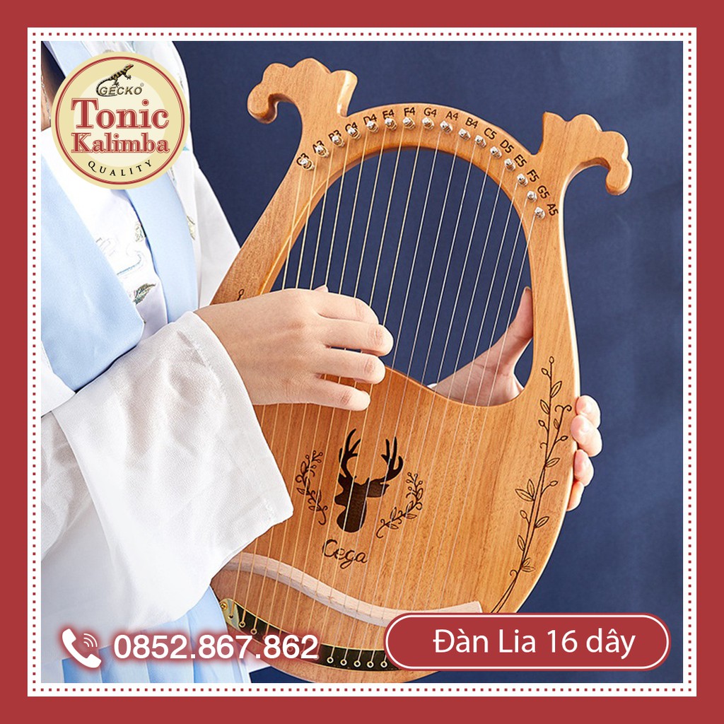 [LYRE 16 DÂY CEGA] Giao 2h Đàn lyre 16 dây Cega-M16 Tặng cây chỉnh dây, khăn lau mua kèm kalimba giá sốc