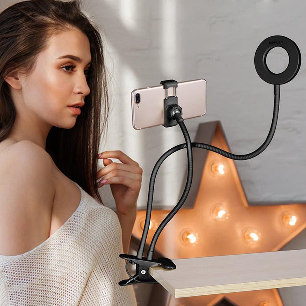 Đèn Selfie 12w Kèm Giá Đỡ Điện Thoại Cổng USB Tiện Dụng