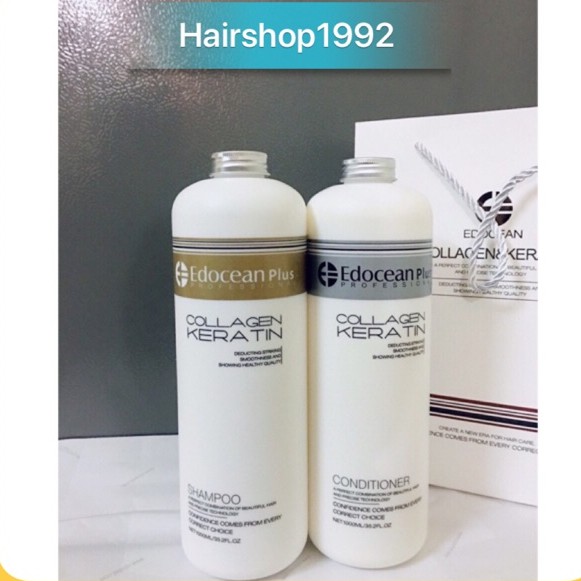 Cặp dầu gội keratin colagen EDOCEAN phục hồi tóc tái tạo cấu trúc tóc siêu mềm mượt , bộ dầu gội xả 1000ml * 2