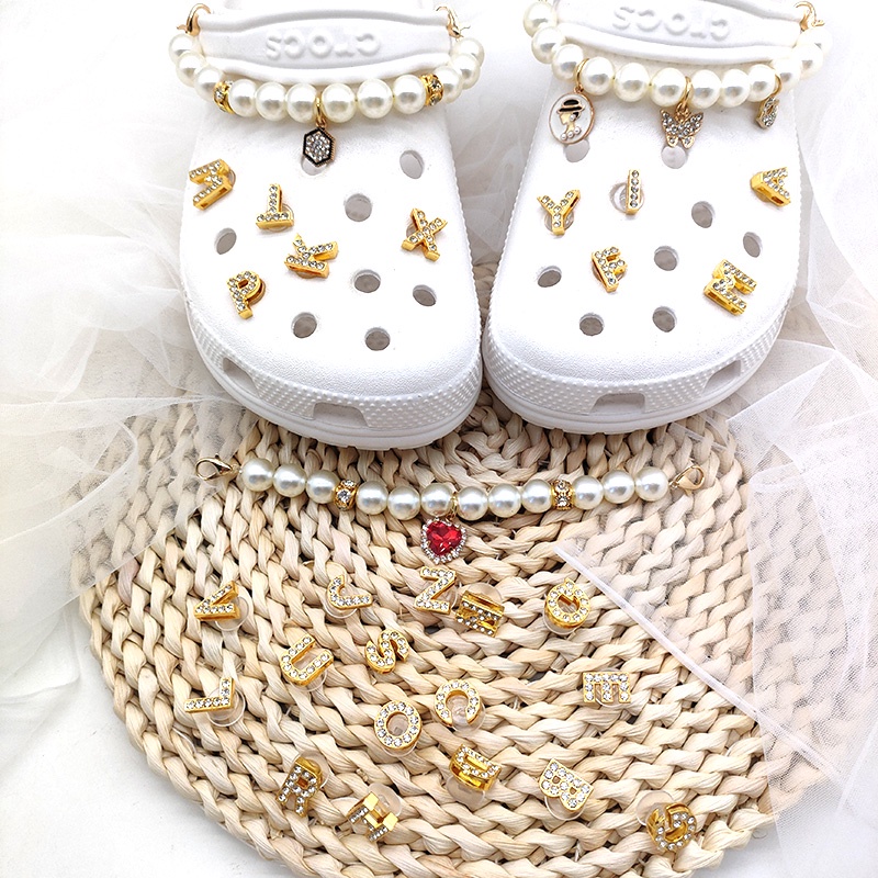 Phụ Kiện Trang Trí Đế Giày Crocs Hình Chữ Số Đính Đá Độc Đáo Thời Trang