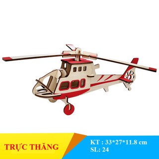 Mô hình trực thăng máy bay gỗ 3D tự lắp ráp