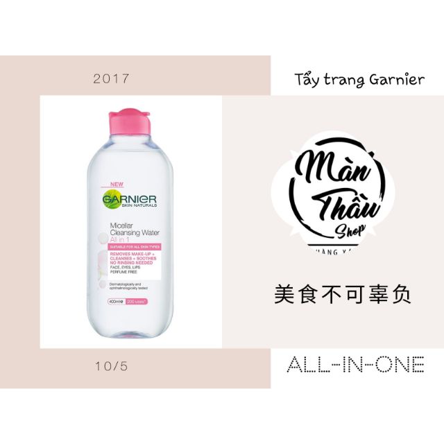 Tẩy trang Garnier nắp hồng