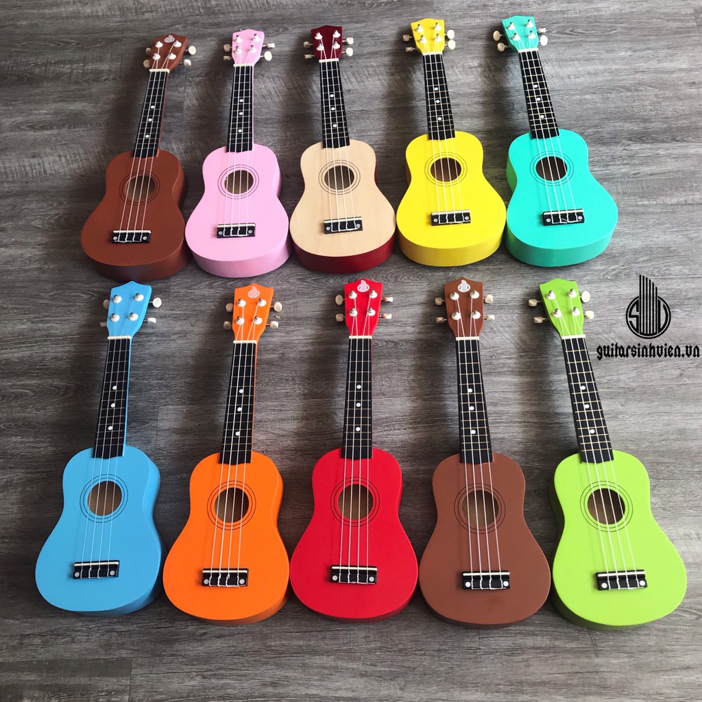 Đàn ukulele soprano 54cm loại 1 tặng bao dù, tài liệu, phím và sticker trang trí - Đàn dễ tập cho người bắt đầu - Đủ màu